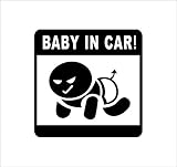 ノーブランド 白 BABY IN CAR 不敵な笑み赤ん坊 シール ステッカー デカール