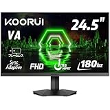 KOORUI ゲーミングモニター 24.5インチ (180Hz/1ms/フルHD/VAパネル/Adaptive Sync対応/傾き調節/HDMI X2/DisplayPort/VESA) 25E3A