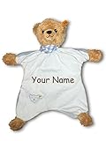 Personalized Sleep Well Bear Baby Boyブルーストライプ掛け布団Snuggle Blanky Baby Blanket – 13インチ