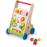 RiZKiZ 木製 知育遊び付 手押し車 ベビーウォーカー アクティビティウォーカー 6種類の仕掛け 知育玩具 おもちゃ