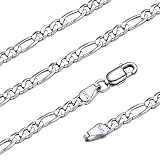 Silvora シルバー925 チェーン ネックレス メンズ 人気 金属アレルギー レディース フィガロチェーン 55cm 幅3mm アクセサリー