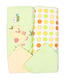 Spasilk Hooded Terry Bath Towel with Washcloths, Green Duck, 2-Count by Spasilk [並行輸入品]