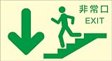 蓄光式避難誘導標識　[非常口 階段　左下] ステッカー 120mm×220mm