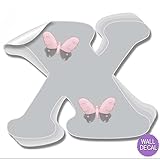 壁文字グレーグレーピンクバタフライ手紙装飾壁の子供の部屋保育園赤ちゃんの赤ちゃん名前女の子寝室装飾 – Alphabetビニールステッカーデカール子供デコレーショングラフィックスButterflies