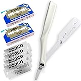 Kazakiri サクラホワイト 感動深剃り カミソリ 【プロ理容師が監修】 髭剃り 顔剃り 替刃40刃（20枚）付き 西洋剃刀 メンズ