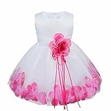 （イーエフイー）EFE ベビー　フォーマルドレス　子供ワンピース　大きい花|花弁飾り|3層スカート　結婚式|入園式　7色　60/65/70/75/80 ショッキングピンク 70
