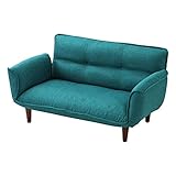 日本製 ソファ 2人掛け 脚が取れる カウチソファ 5段階 リクライニング 布製 〔ファブリック〕 ターコイズ