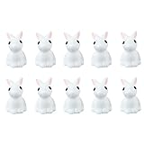 Ochine　ドールハウス ミニチュア うさぎ　動物　ガーデン 装飾品 アクセサリー うさぎちゃん 雑貨　鉢植えの装飾　庭の装飾 室内の装飾　癒し　マイクロ ホワイト　10個セット