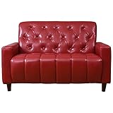 アビライト 大川家具 3色から選べる レトロ調 レザーソファ 2人掛け レッド SKT-0142