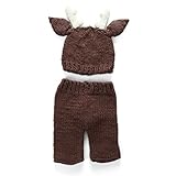 Zhhlinyuan Newborn Baby Photography Props Infant Knit Crochet Costume Outfits Beanie+Pants 0-4M 3923