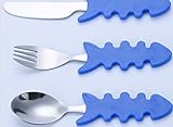 AijidaStainless steel cutlery fork spoon fish type children tableware set(1 set)