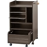 ottostyle.jp ランドセルラック 学用品収納 スリムタイプ 【ダークブラウン】 (約)幅64.5cm×奥行40cm×高さ85.5cm カスタマイズできる仕切り＆ワゴン付き