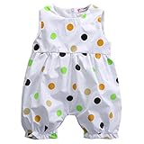 ベビー服　女の子　ロンパース　袖なし　カラフルな水玉　フリル (70(0-6M))