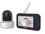 Samsung SEW-3041W Brilliant View Baby Monitoring System IR Night Vision PTZ, White, 4.3 Inch by Sams