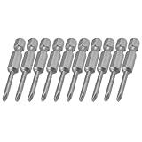 uxcell スクリュードライバー 六角ビット マグネチック 1/4" シャンク 3mm PH1 10 本入り