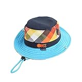 (よキーよ)Yokeeyoベビー用ハット 紐付き　つば広　マルチカラー格子 　刺繍　フィッシャーマンハットファション 赤ちゃんキャップ アウトドアハット　男の子　女の子　紫外線 UVカット 日よけ止め