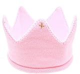 【macaroni（マカロニ）】ベビー用ニットの王冠　誕生日、記念日、ベビーアートに (2　ピンク)