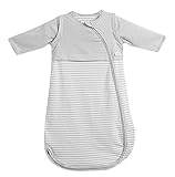 LETTAS 春夏 赤ちゃん 取り外し可能なジップスリーブ，100% 綿 ストライプ寝袋(スリーパー),0.5Tog (S（6-18月）, グレー)