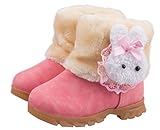 Arrowhunt Baby Girls Winter Fur Shoes Kids Rabbit Warm Snow Boots Pink by Arrowhunt