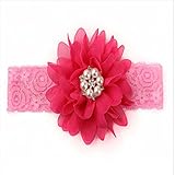 Refaxi カラフルなシフォンローズフリルフラワーラインストーンベビーガールズヘッドバンドヘアアクセサリーキッズズヘッドオーナメント