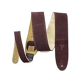 Perri’s Leathers Ltd. - ギターストラップ - 調節可能 - アコースティック/ベース/エレクトリックギター用 - カナダ製 (DL325S-210) - スエード - シープスキンパッド – バーガンディ