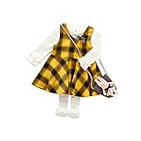 FEVON　ワンピース　ベビー　女の子　セットアップ　2点セット　Tシャツ+ドレス　長袖　春　秋　冬　チェック柄　フリル　可愛い　キッズ　ガールズ　赤ちゃん　女児　カジュアル　フォーマル　出産祝い　結