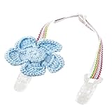 マンディ フラワーピン付　マルチクリップ ウェーブストライプ×ライトブルーフラワー