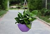 吊り鉢 linlinkk プラスチック製　吊り下げ式植木鉢 園芸 ライト付き　ホーム・庭・室内　ハンギング鉢　観葉植物・ 多肉植物　プラントポット 装飾　おしゃれ　 (パープル)
