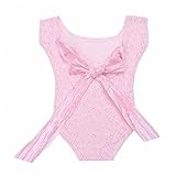 (アイム)iiniim　ベビー　女児　レース　ロンパース　蝶結びリボン飾り　新生児用　連体服　撮影道具　キッズ　コスチューム　写真　祝い　ギフト ピンク ワンサイズ