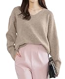 [神戸レタス] ニット セーター トップス レディース 洗えるニット ゆったり 体型カバー 長袖 無地 秋 冬 [C6301] M Vネック ミルクベージュ