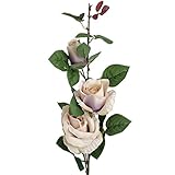 (ヒル・インテリアズ) Hill Interiors 3輪 バラの造花 アーティフィシャルフラワー ローズ イミテーションフラワー デコレーション (ワンサイズ) (パープル/グリーン)