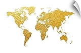 マイケル・Tompsett壁Peel壁アートプリント世界マップというタイトルのゴールド箔、ホワイト 48" x 32" 2490092_14_48x32_none