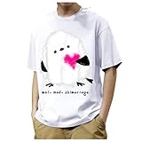 [veolaimy] Tシャツ メンズ 半袖 夏服 丸首 吸汗 かわいい ティーシャツ パンダ プリント 人気 カットソー ゆったり 大きいサイズ てぃーしゃつ シルエット オシャレ トップス カジュアル プルオーバー ファッション 通学 普段着 アウトドア(01#ホワイト,L)