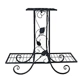 フラワースタンド園芸ラックフロアスタンドメタル屋外バルコニー多肉植物マルチティア (色 : Black 3-tier)
