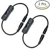Liwinting 2本インラインオン/オフスイッチ、DCジャックスイッチ（5.5x2.1mm）オス - メスDCアダプタコネクタ、ロッカースイッチ、トグルスイッチ、LEDストリップライトのために、L