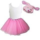 Kirei Sui Kidsタンクトップハットチュチュ3点動物コスチュームセット Tank size 110 (3-4Y) ピンク