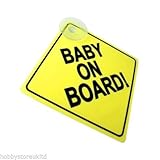 Baby On Board Sign with Suction Cup Vehicle Safety Bright Baby On Board Car Sign by Boyz Toys