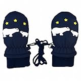 ミトン ベビー 男の子 女の子 手袋 グローブ 撥水 裏ボア ひも付 ネイビー 3-4才