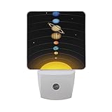 Alazaヒップスターソーラーシステムwith PlanetsプラグインLED Dusk to Dawnセンサーナイトライト、cool-touchデザイン壁階段用ライト寝室キッチン、廊下、または任意暗