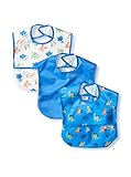Dinosaurs, Waterproof Feeder Bib with Flip Over Pocket, 3 pack, Frenchie Mini Couture