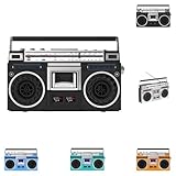 Aoccqkfレトロ調ポータブルラジカセ CD・カセット・Bluetooth対応 AM/FMラジオ 多機能オーディオプレーヤー (ブラック)