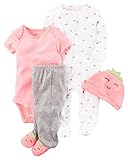 カーターズ Carter's ご出産祝いに 豪華4点 ギフトセット 4-Piece Neon Take-Me-Home Set 3M (55-61cm) & モスリン ウォッシュタオル付き