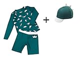 恐竜柄 ラッシュガード 上下セット (L, グリーン) tlp013gr110
