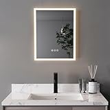 Susire 女優ミラー 壁掛け鏡 ライト付き ウォールミラー 化粧鏡 洗面台 ドレッサー 洗面所 大きい おしゃれ トイレ 光る鏡 小さい 賃貸 40cm 50cm