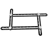 Bengoo 定規スコヤ 自由 筋交付き 多角度テンプレートツール レーザー刻印 目盛 折り畳み 250mm 大工道具 学生 職人工具 アルミ合金製 黒