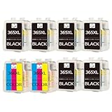 詰め替えインクカートリッジBC-365XLBKブラックx6+BC-366XLCL/3色カラー x2計8本セット大容量 互換プリンターインク対応機種:PIXUS TS3530