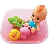 Sun Baby 5pcs Bath Toys Set Soft Rubber Water Squirts with"Baby Doll" and Float Boat Bathtub Toy Set