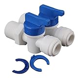 BQLZR White 1/4 to 3/8 Ball Valve Quick Connect Fitting for Water Purifier Reverse Osmosis Systems P