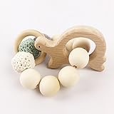 木製 歯固め ジュエリー オーガニック ブレスレット カメ型 ママ授乳 ベビー ラトル チュアブル 赤ちゃんのおもちゃ がらがら[BPAフリー][FDA認可済]木育 安全 無味 亀