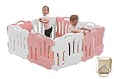 グッドベビールーム、セルフプレイ家、赤ちゃんフェンス、安全ガード、ベビー接続して拡張も可能、8P（並行輸入品） (pink&white)